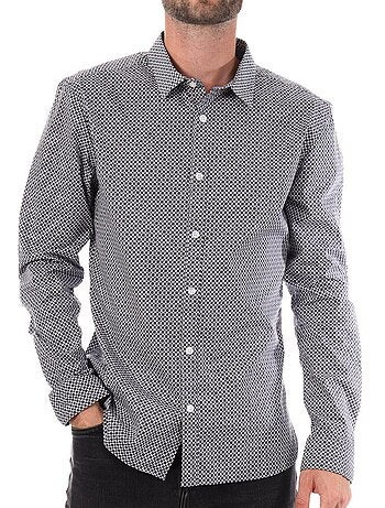 Camisa Masculina Teddy Smith Carton Stretch Preta/Vermelha com Padrão Floral