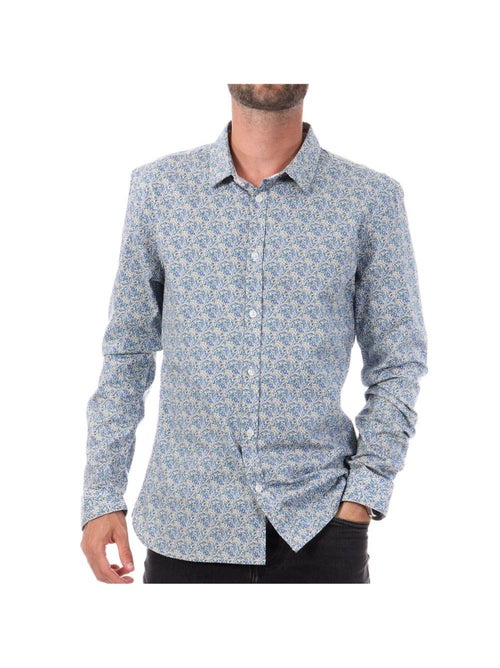 Camisa Azul Floral Homem Teddy Smith Algodão Stretch - Kiabi Camisa Azul Floral Homem Teddy Smith Algodão Stretch - Kiabi