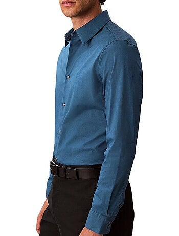 Camisa azul sólida calvin klein jeans para homem