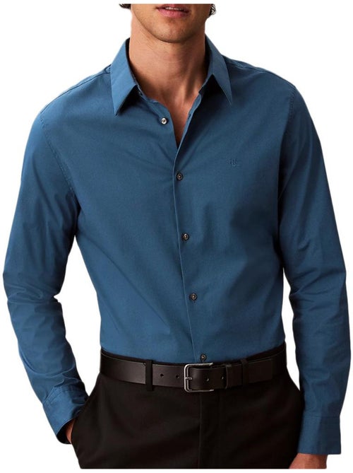 Camisa Azul Sólida Calvin Klein Jeans para Homem - Kiabi Camisa Azul Sólida Calvin Klein Jeans para Homem - Kiabi