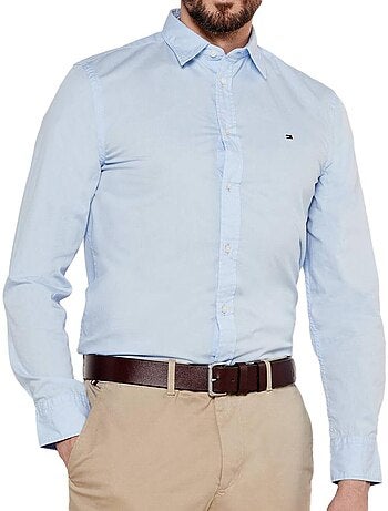 Camisa Azul Tommy Hilfiger Flex Poplin para Homem