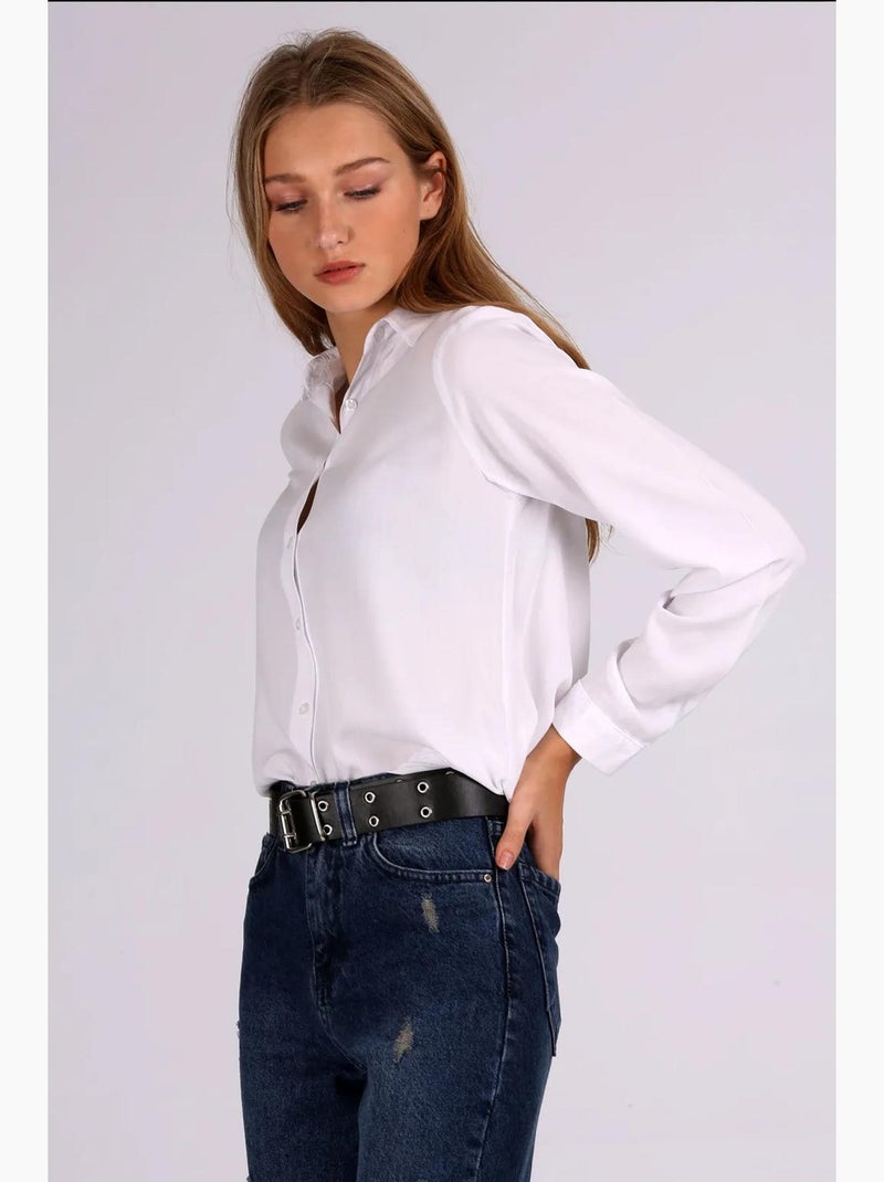 Camisa básica com botões bdart Branco - Kiabi