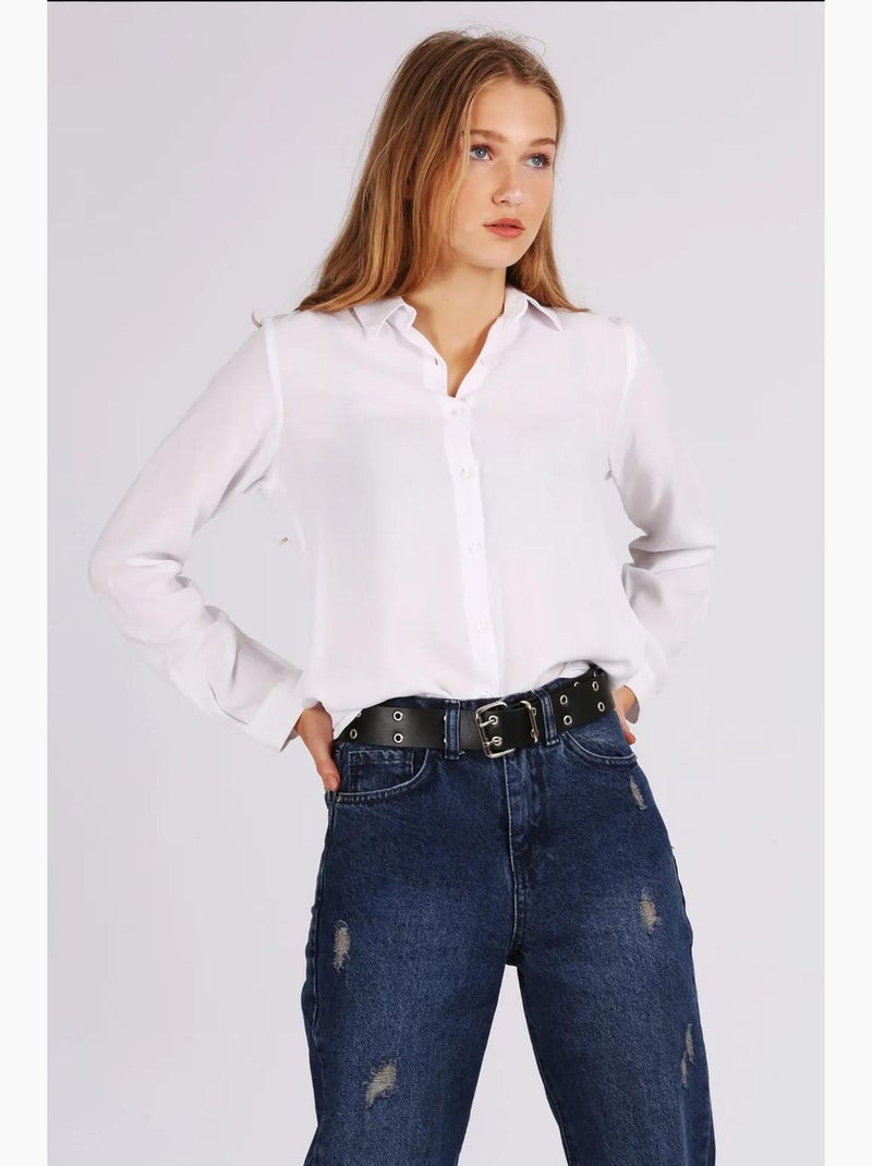 Camisa básica com botões bdart Branco - Kiabi