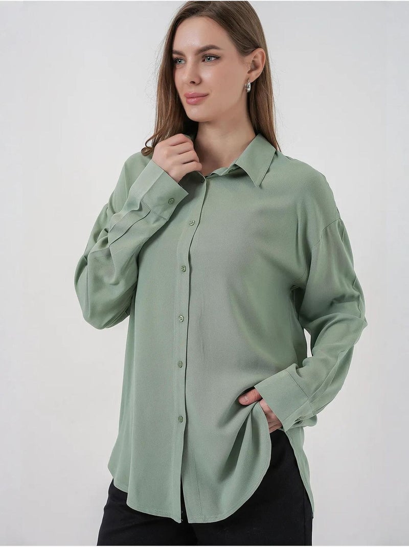 Camisa básica com botões bdart Verde pastel - Kiabi