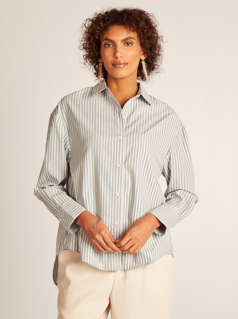 Camisa básica em popelina AZUL - Kiabi