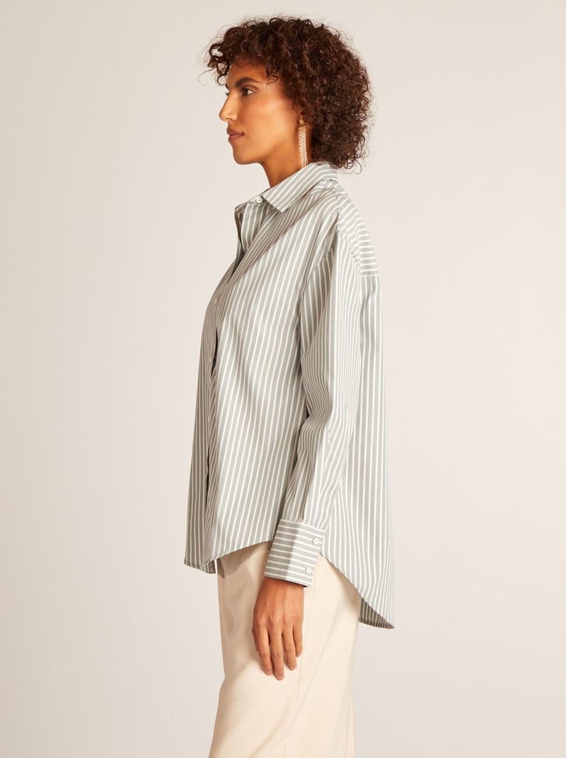 Camisa básica em popelina AZUL - Kiabi