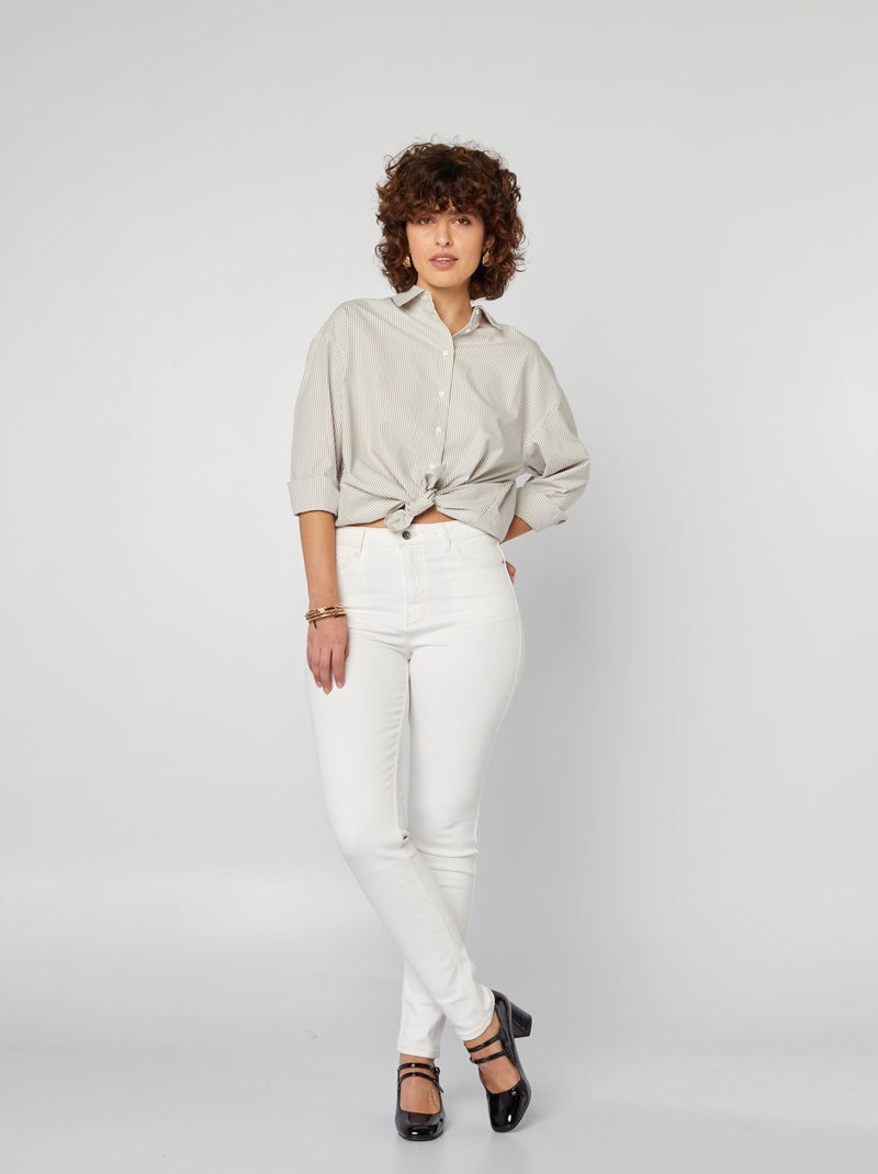 Camisa básica em popelina BEGE - Kiabi