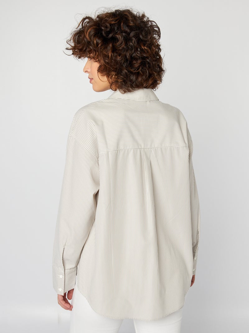Camisa básica em popelina BEGE - Kiabi