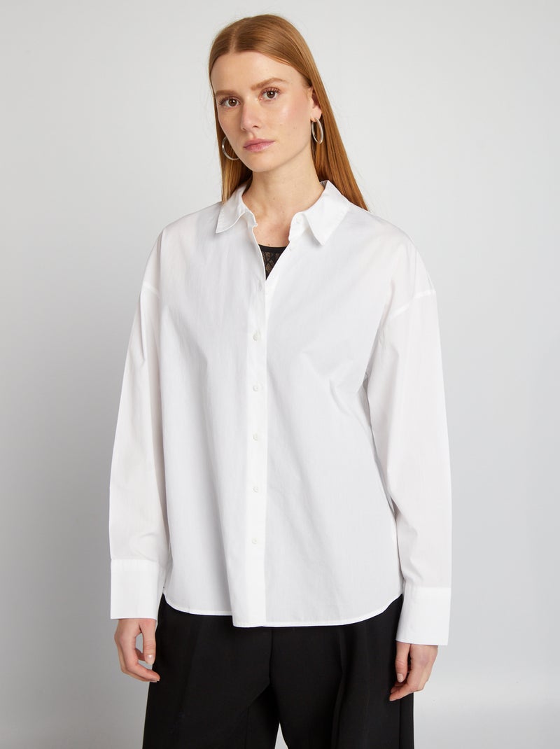 Camisa básica em popelina BRANCO - Kiabi