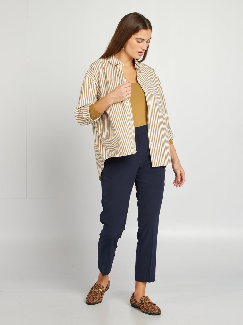 Camisa básica em popelina CASTANHO - Kiabi