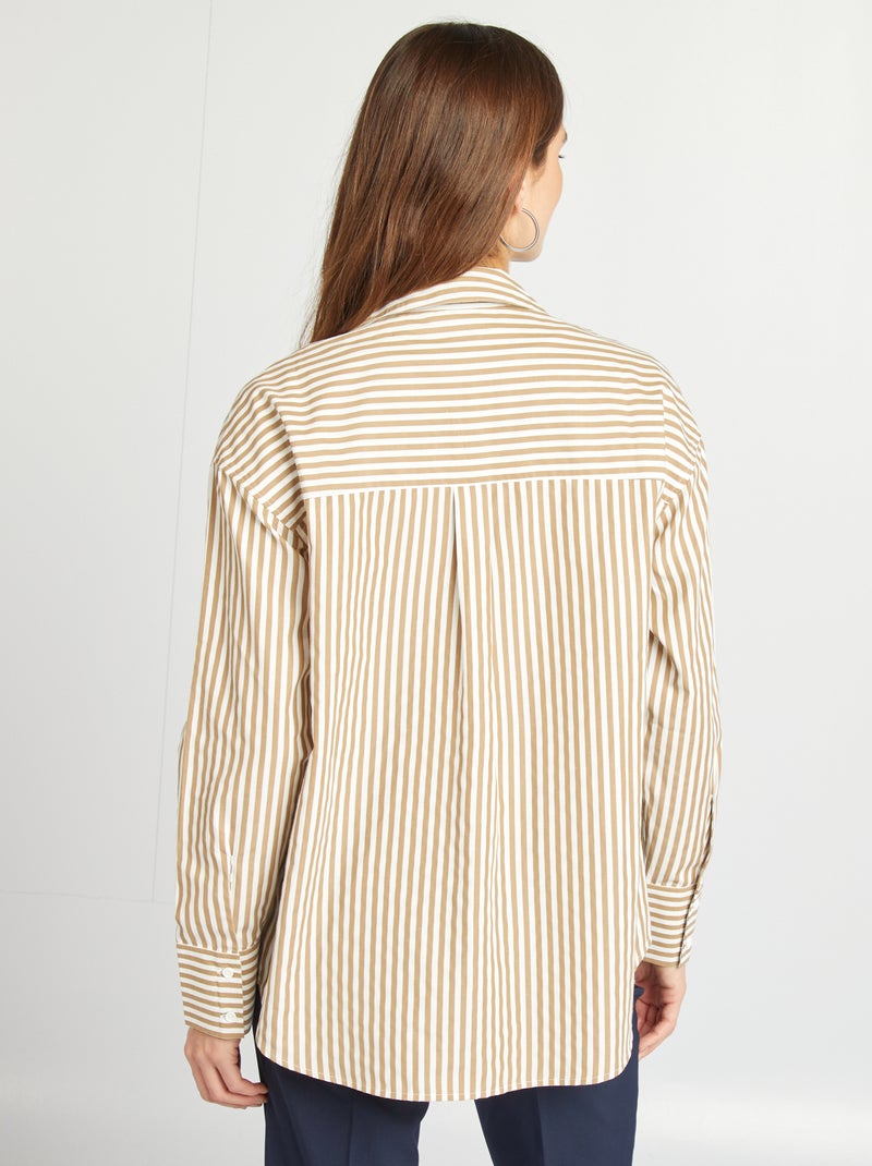 Camisa básica em popelina CASTANHO - Kiabi