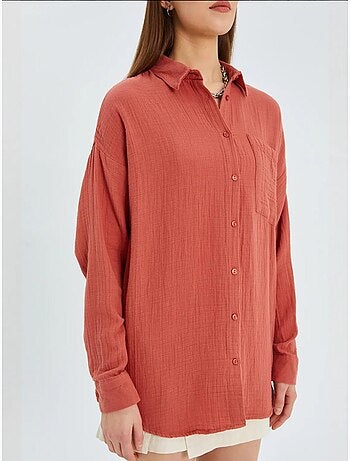 Camisa básica oversized em musselina mixray