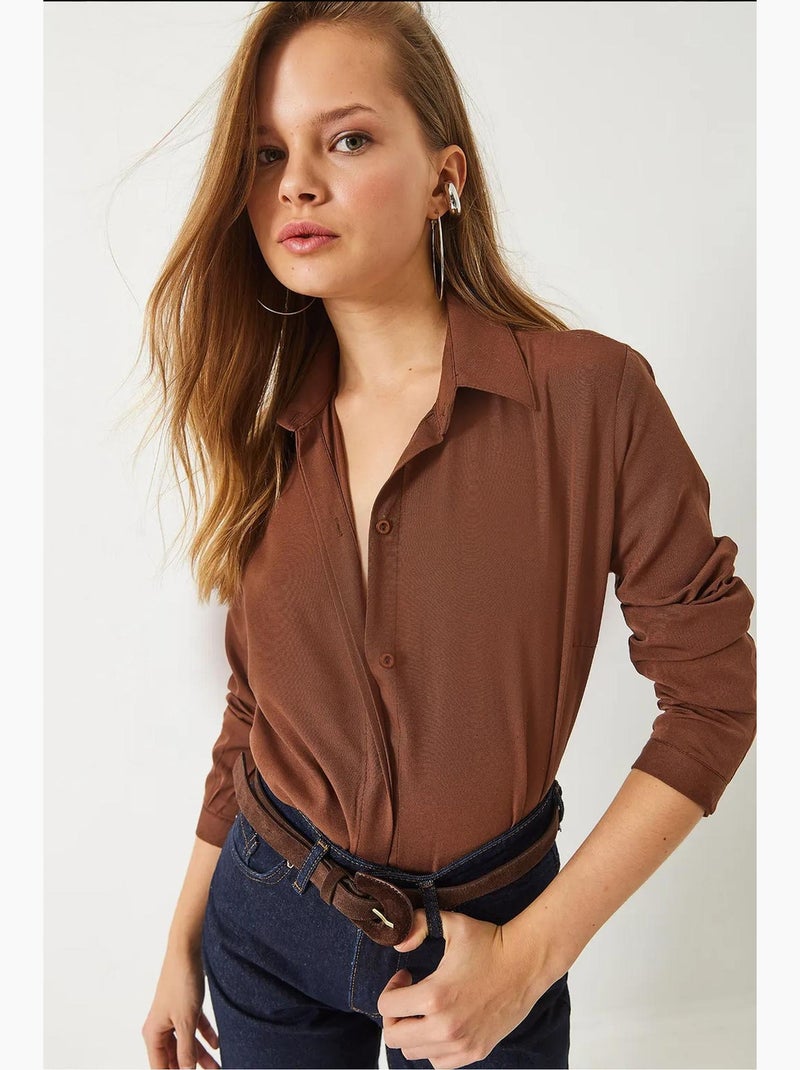 Camisa básica regular fit lucci Castanho-chocolate - Kiabi