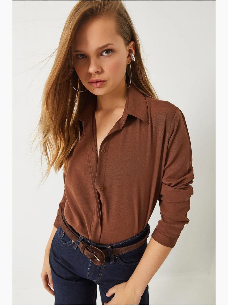 Camisa básica regular fit lucci Castanho-chocolate - Kiabi