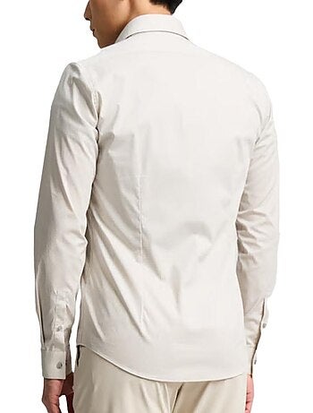 Camisa Bege Masculina Calvin Klein Jeans Poplin Micro