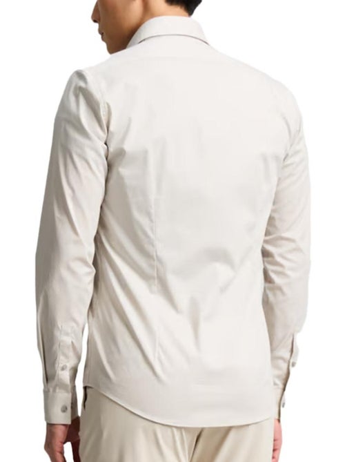 Camisa Bege Masculina Calvin Klein Jeans Poplin Micro - Kiabi Camisa Bege Masculina Calvin Klein Jeans Poplin Micro - Kiabi