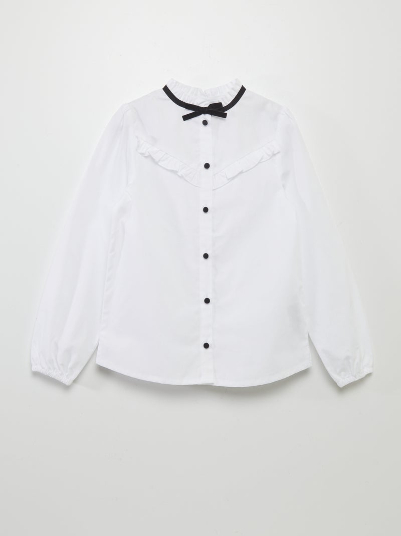 Camisa bicolor com pormenores fantasia Branco - Kiabi