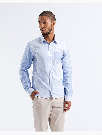 Camisa bicolore azul slim