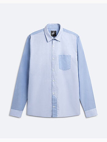 Camisa bicolore azul slim