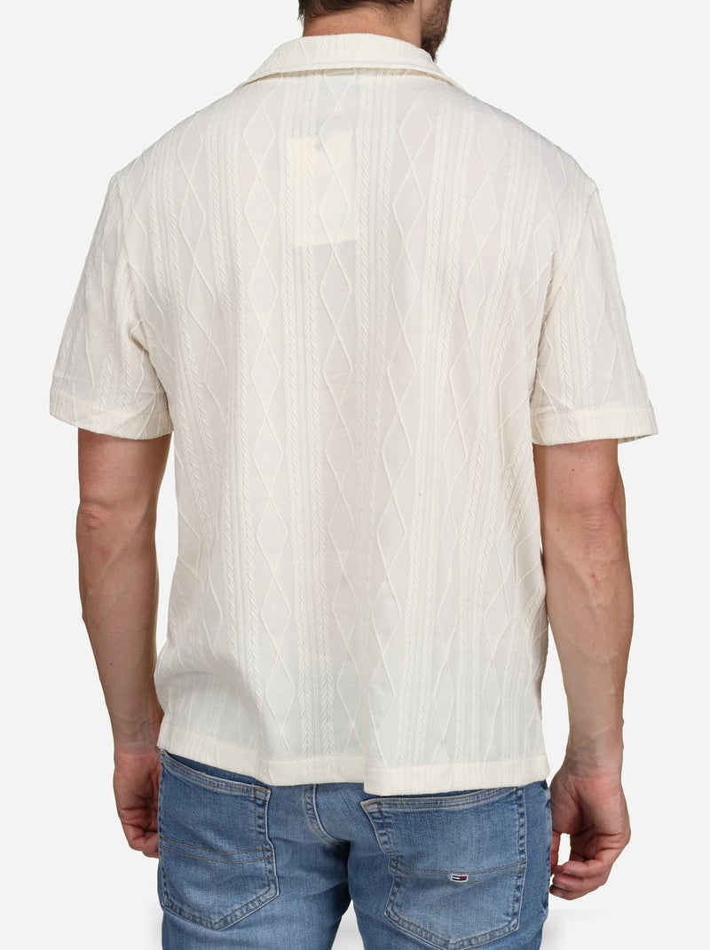 Camisa bordada - Frilivin Creme - Kiabi