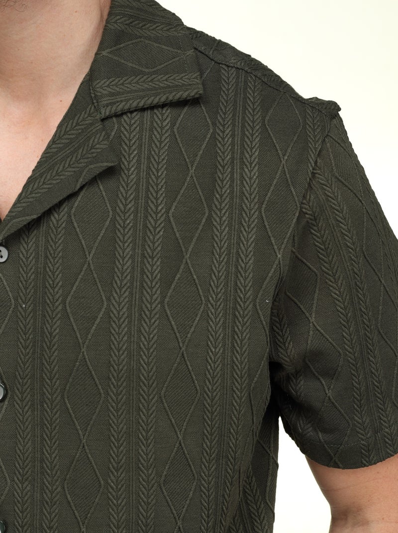Camisa bordada - Frilivin Verde escuro - Kiabi