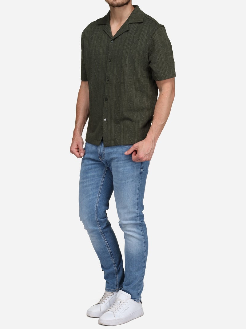 Camisa bordada - Frilivin Verde escuro - Kiabi