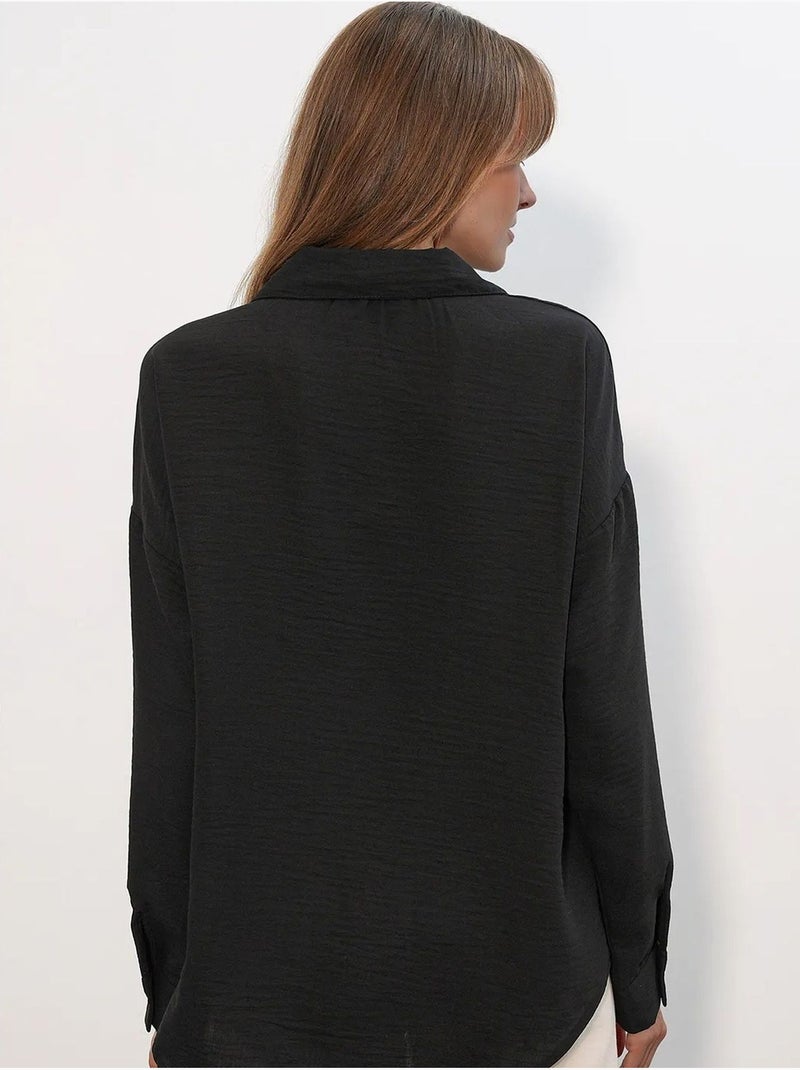 Camisa bordada de manga comprida com fecho de botões bdart Preto - Kiabi