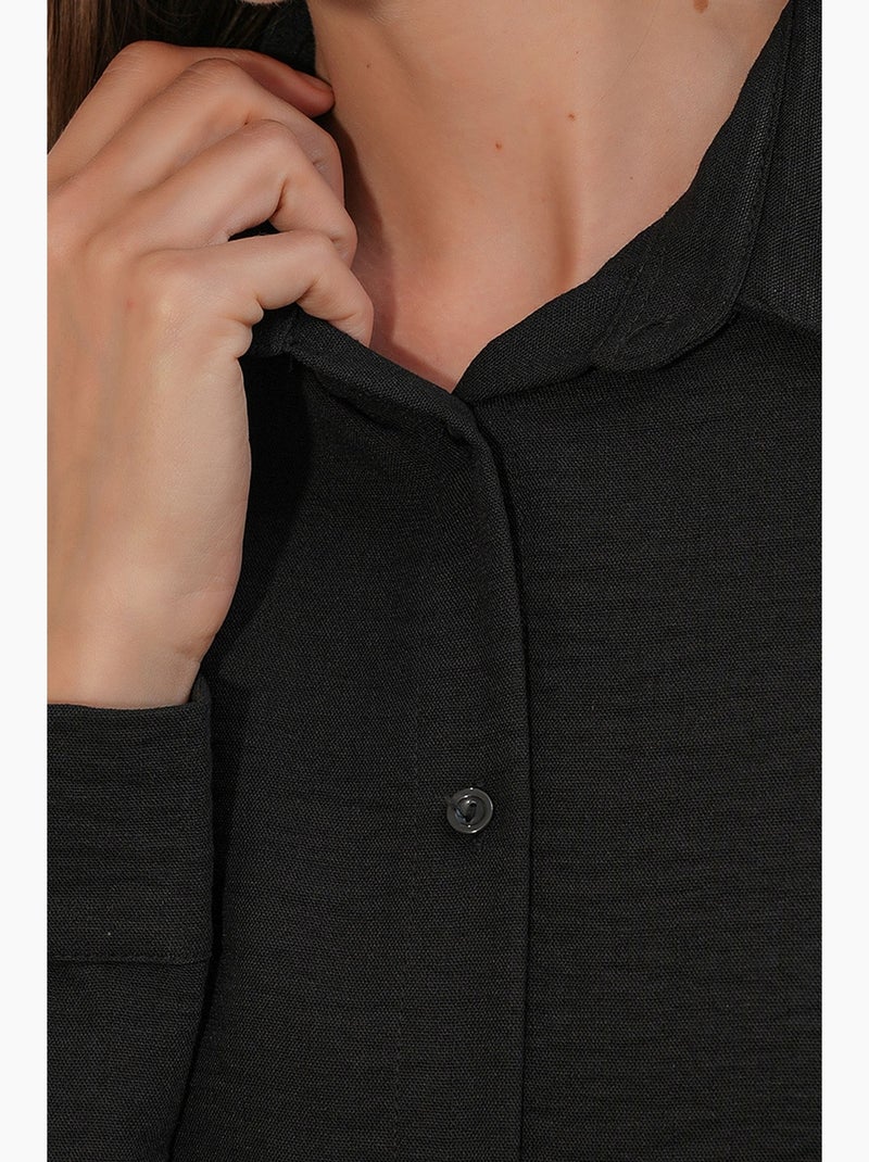 Camisa bordada de manga comprida com fecho de botões bdart Preto - Kiabi