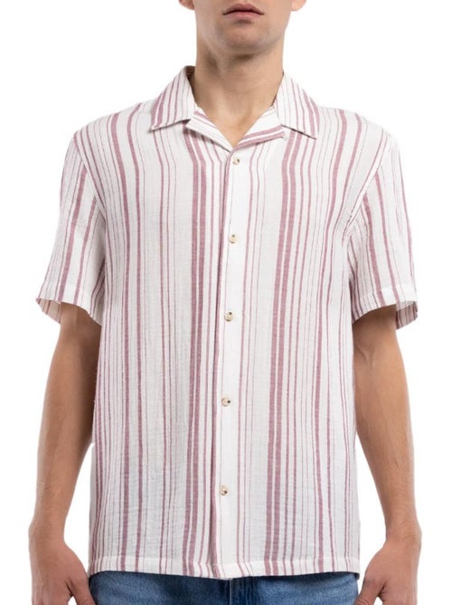 Camisa Bordeaux de Homem com Riscas Teddy Smith Celestio - Kiabi