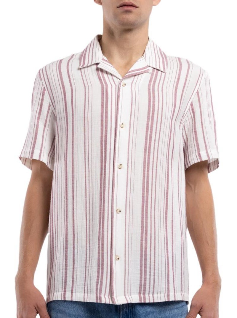 Camisa Bordeaux de Homem com Riscas Teddy Smith Celestio Bordô - Kiabi