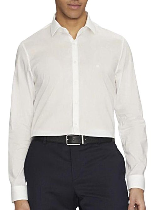 Camisa Branca Calvin Klein Jeans Poplin Stretch para Homem - Kiabi Camisa Branca Calvin Klein Jeans Poplin Stretch para Homem - Kiabi
