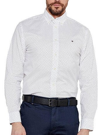 Camisa Branca Estampada de Homem Tommy Hilfiger Flex Poplin Bolinhas