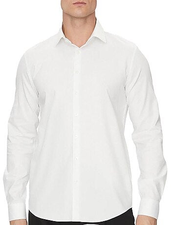 Camisa Branca Slim Calvin Klein Jeans Tonal Structure para Homem