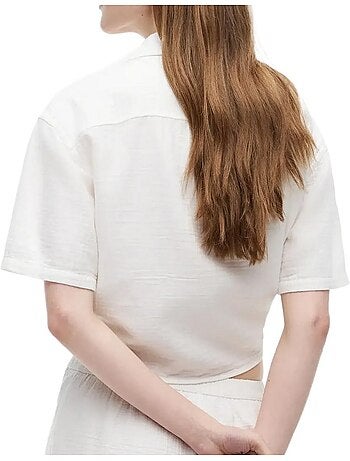 Camisa branca texturizada tommy hilfiger para mulher