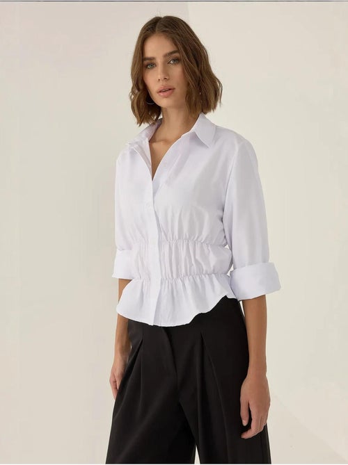 Camisa branca valletta com botões hiccup - Kiabi Camisa branca valletta com botões hiccup - Kiabi