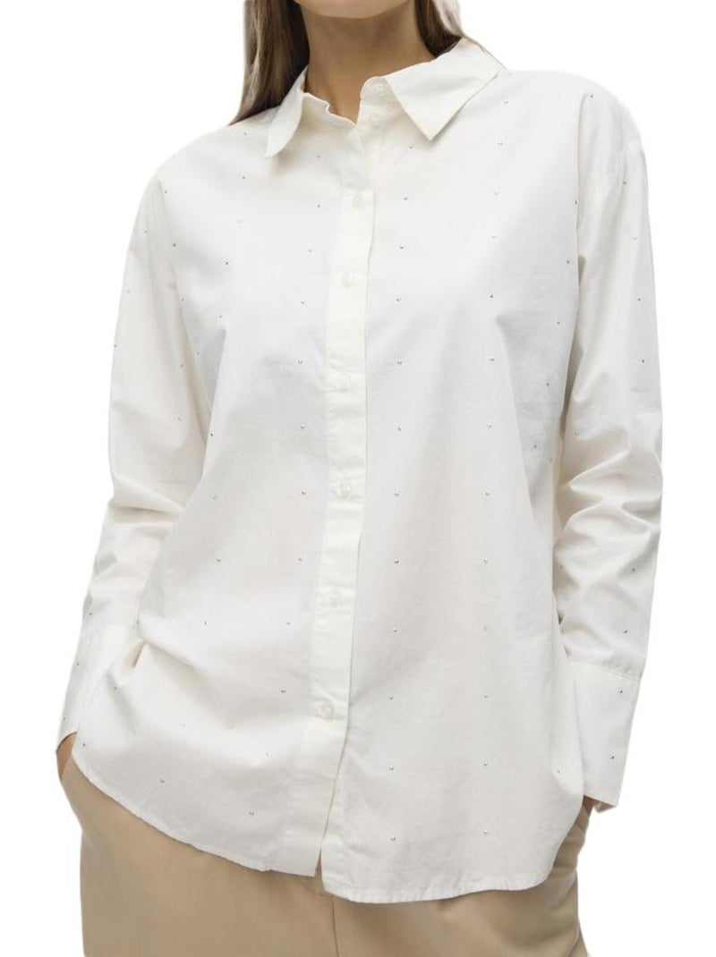 Camisa Branca Vero Moda Charlotte com Tachas para Mulher Branco - Kiabi