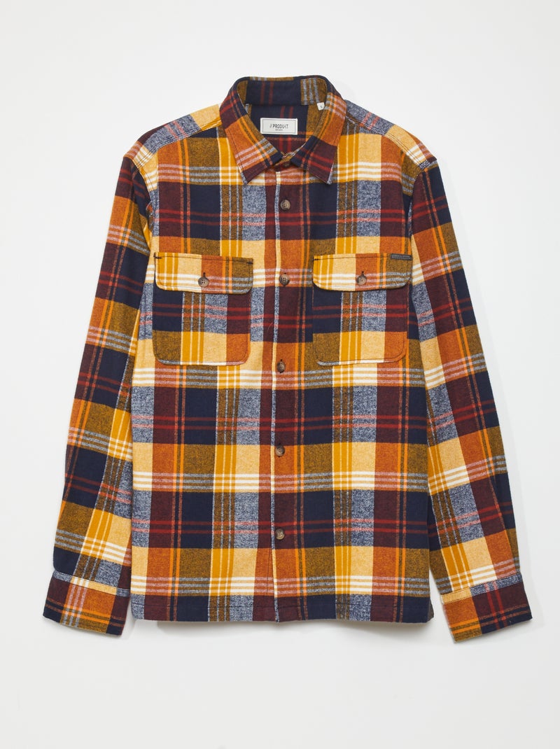 Camisa-casaco aos quadrados AMARELO - Kiabi