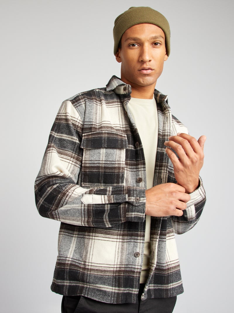 Camisa-casaco aos quadrados PRETO - Kiabi