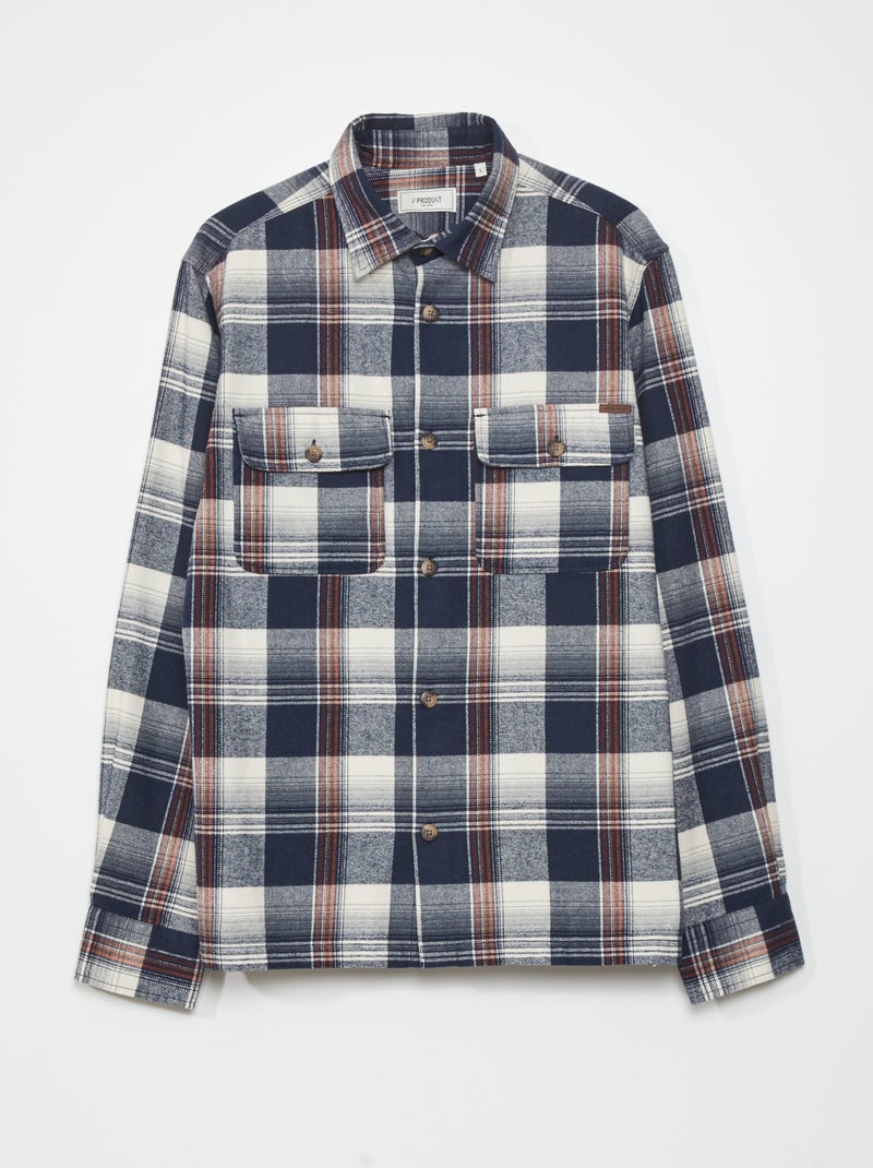 Camisa-casaco aos quadrados Quadriculado Azul - Kiabi