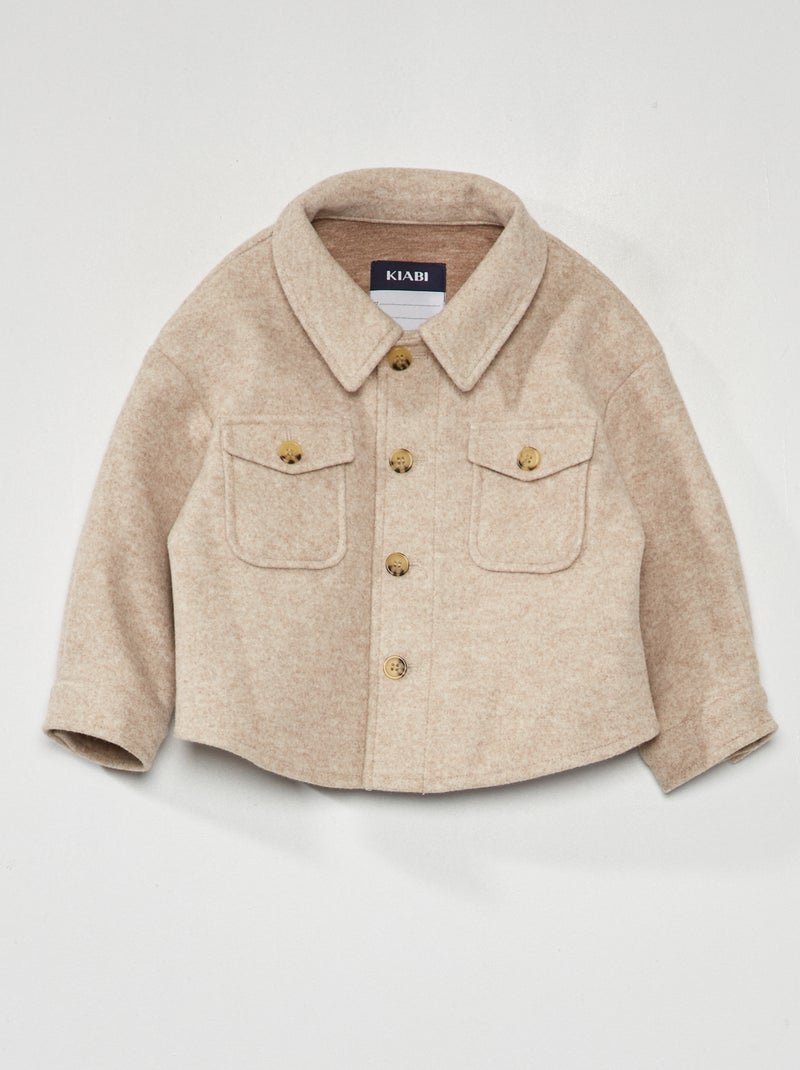 Camisa-casaco com bolsos com abas BEGE - Kiabi