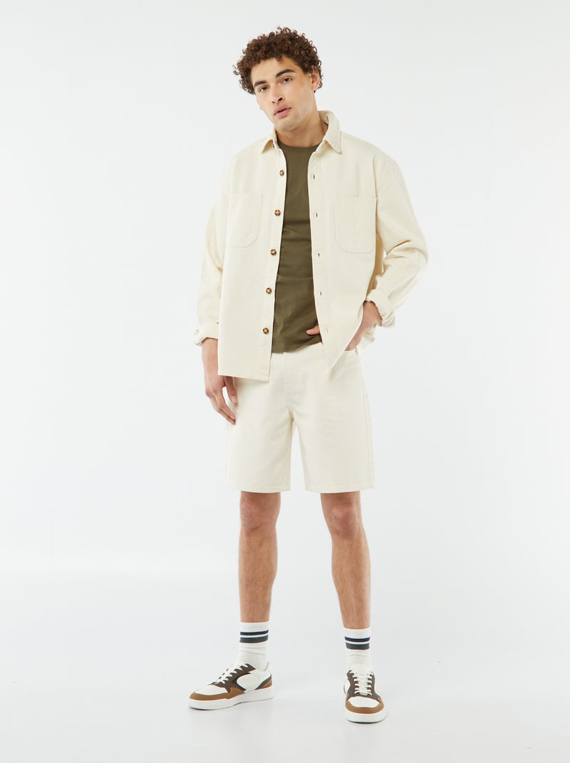Camisa-casaco com bolsos de chapa BRANCO - Kiabi