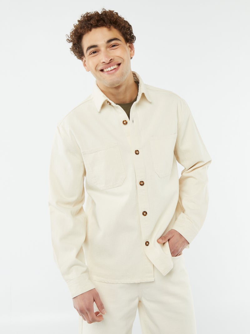 Camisa-casaco com bolsos de chapa BRANCO - Kiabi