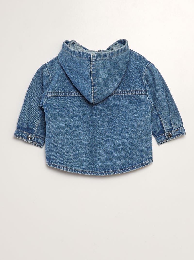 Camisa-casaco com capuz de ganga AZUL - Kiabi