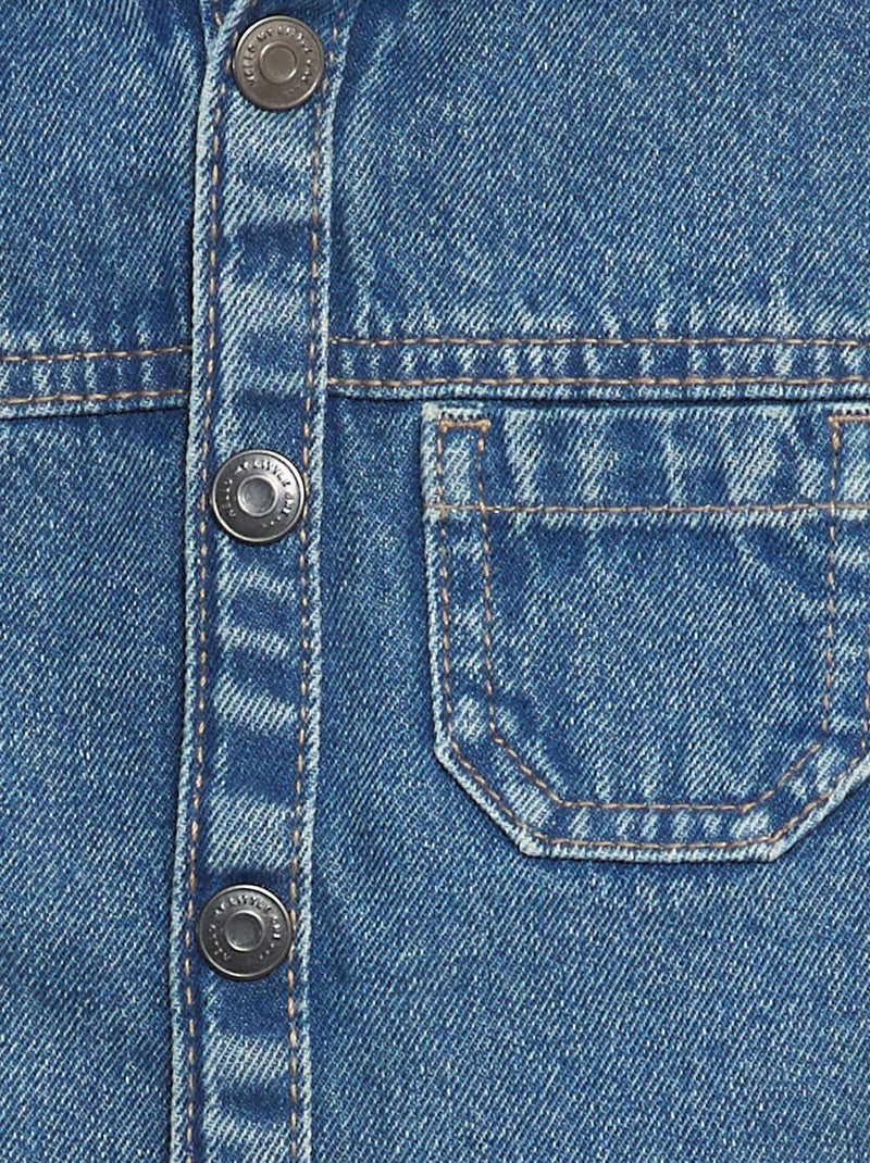 Camisa-casaco com capuz de ganga AZUL - Kiabi