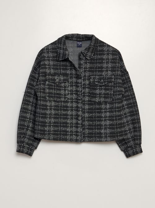 Camisa-casaco cropped em jacquard - Kiabi
