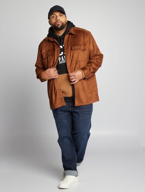 Camisa-casaco de camurça sintética com bolsos - Kiabi
