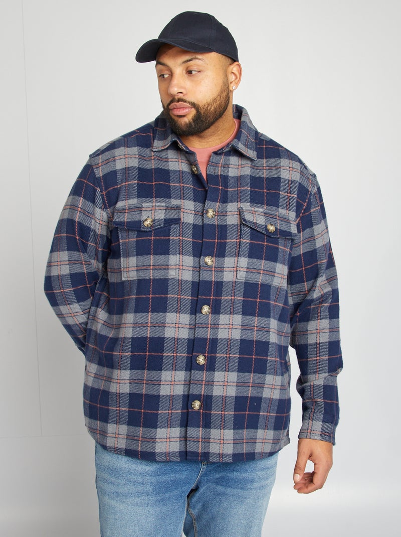 Camisa-casaco de flanela AZUL - Kiabi