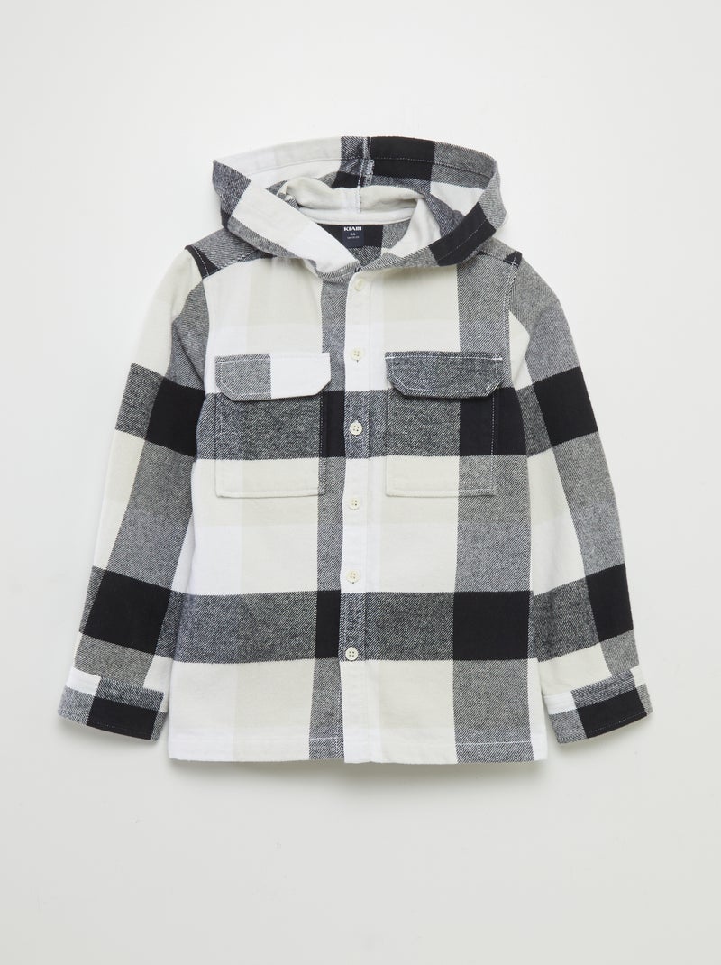 Camisa-casaco de flanela com capuz BRANCO - Kiabi