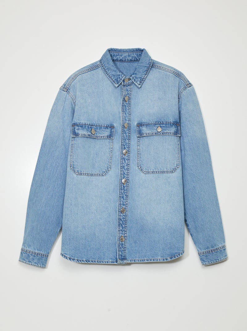 Camisa-casaco de ganga AZUL - Kiabi