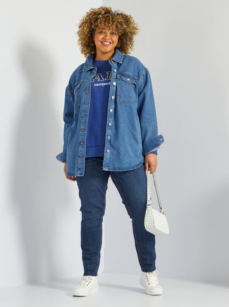 Camisa-casaco de ganga AZUL - Kiabi